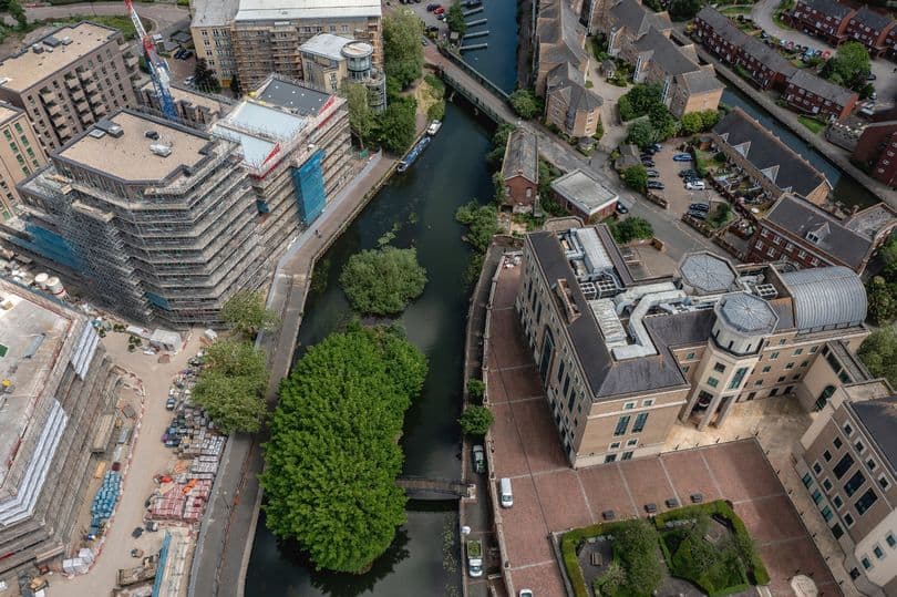 A drone view of the Huntley Wharf development in Reading